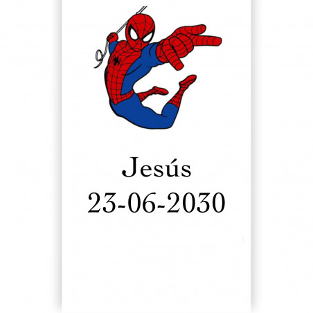 Spiderman autocollant à personnaliser avec texte 3x5cm