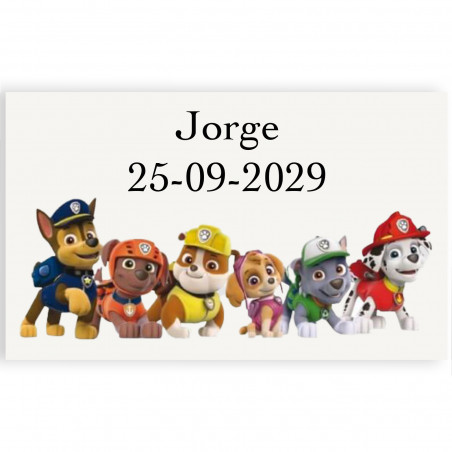 Adhésif personnalisé patrulla canina 3x5cm transparent
