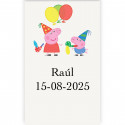 Adhésif peppa pig personnalisé avec fond transparent 3x5cm