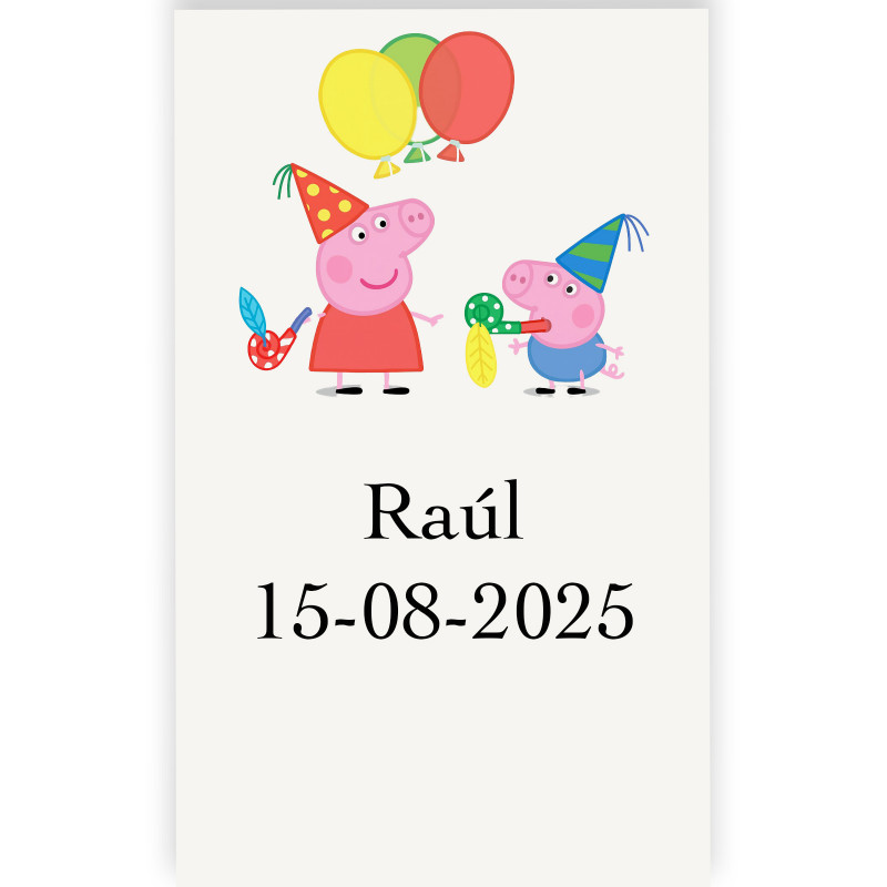 Adhésif peppa pig personnalisé avec fond transparent 3x5cm