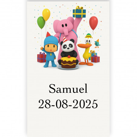 Pocoyó en autocollants avec personnalisation transparente 3x5cm