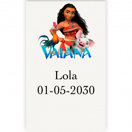 Vaiana moana autocollant personnalisé vertical transparent de 3x5cm