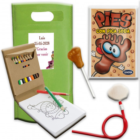 Toy story sac avec un set de coloriage crayon flexible et bonbon acidulé de forme de pied