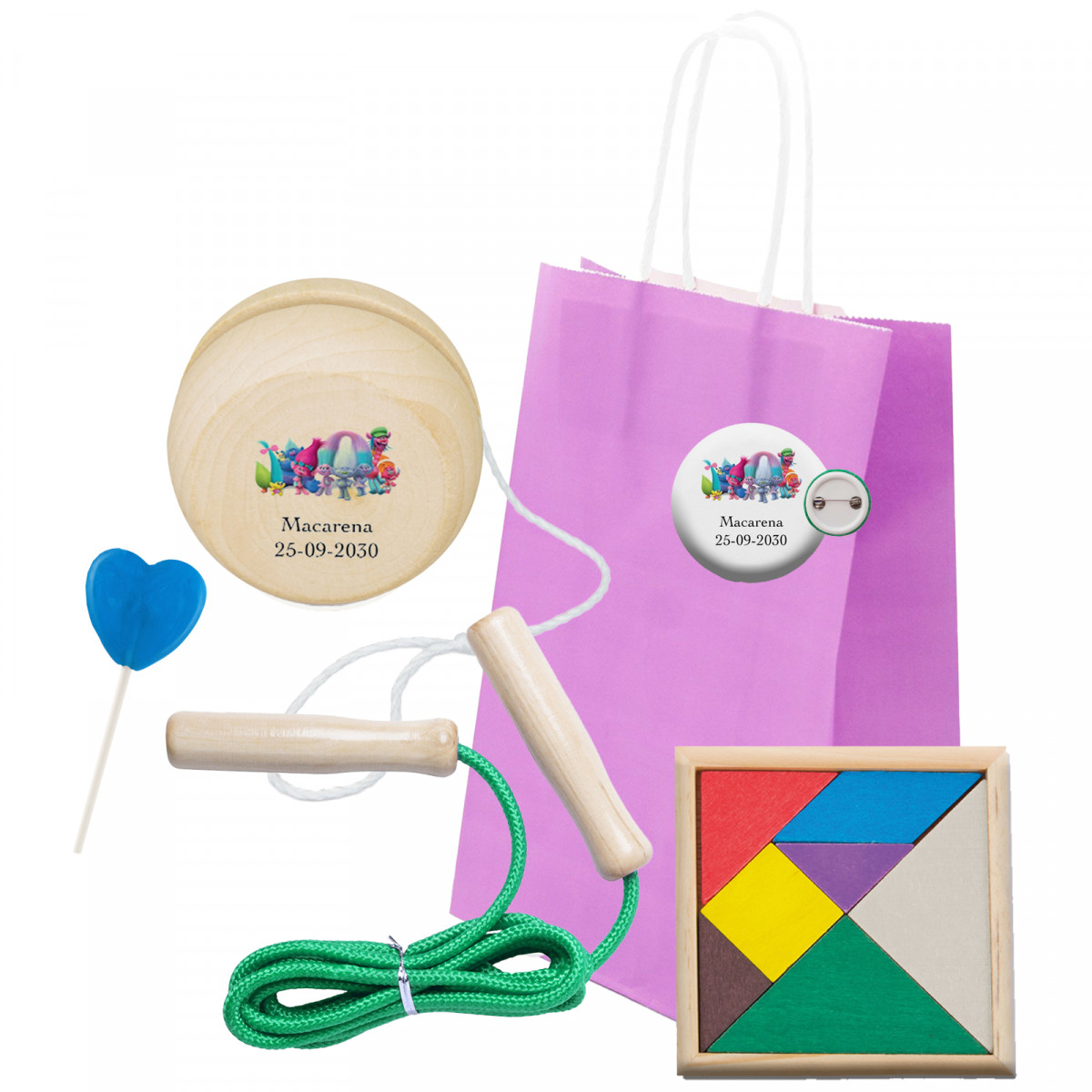 Trolls sac en papier avec des détails amusants pour les enfants