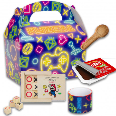 Mario bros boîte surprise avec nocilla et biscuit plus jeux de divertissement