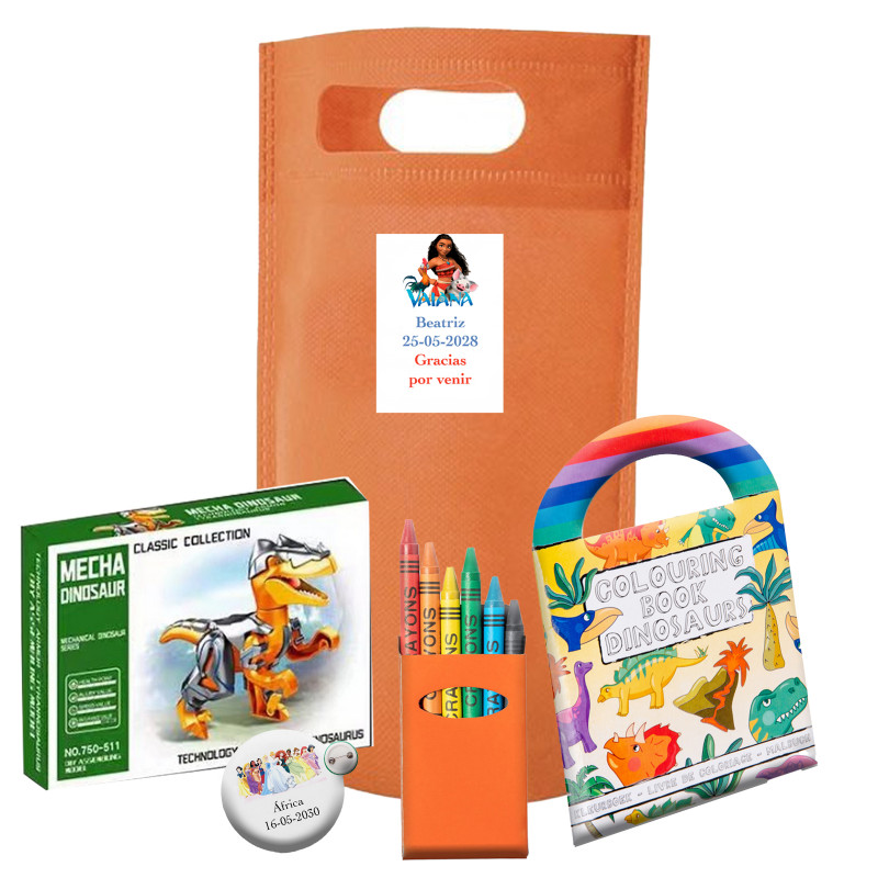Vaiana Moana, sac piñata avec jeu de construction et livre à colorier