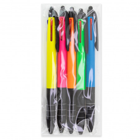 Stylos avec encre bleue noire et rouge pack de 5 unités