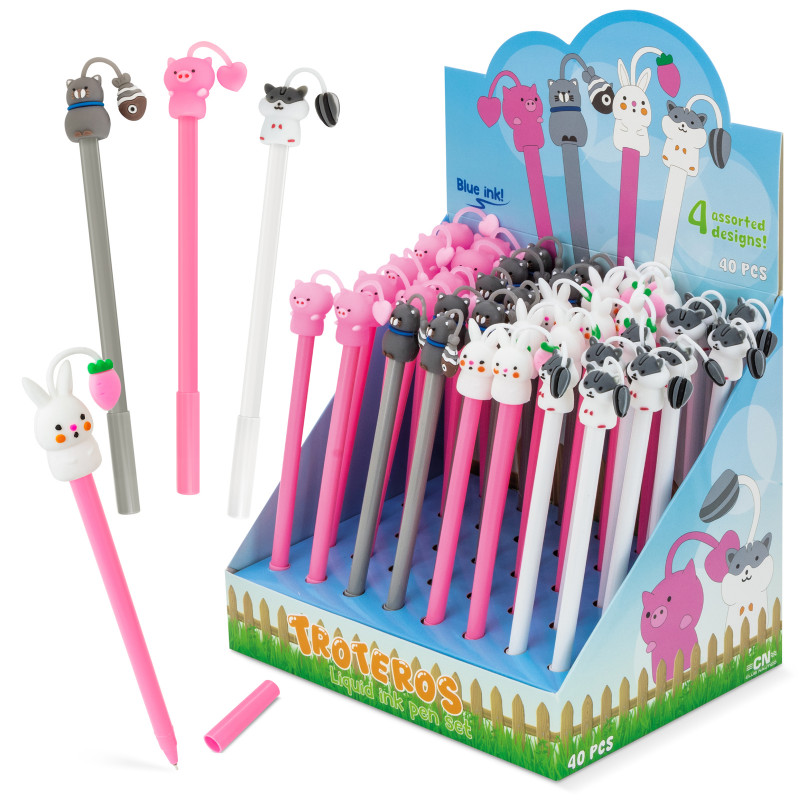 Détails invités enfants stylos kawaii animaux 40 unités