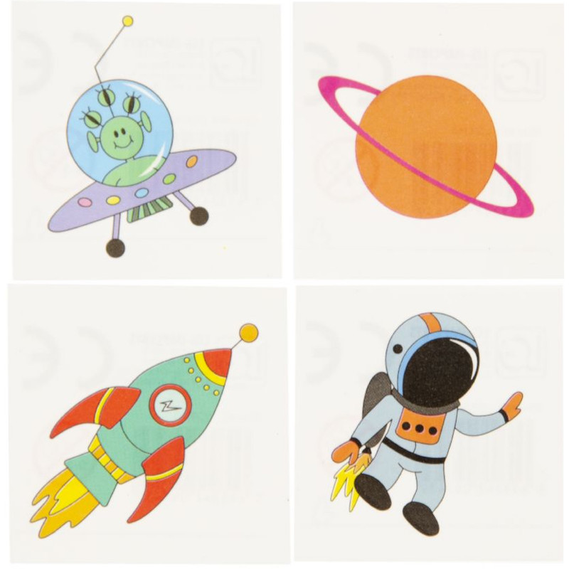 Tatuage spatial pour les fêtes d enfants de 5x5 cm avec des designs amusants