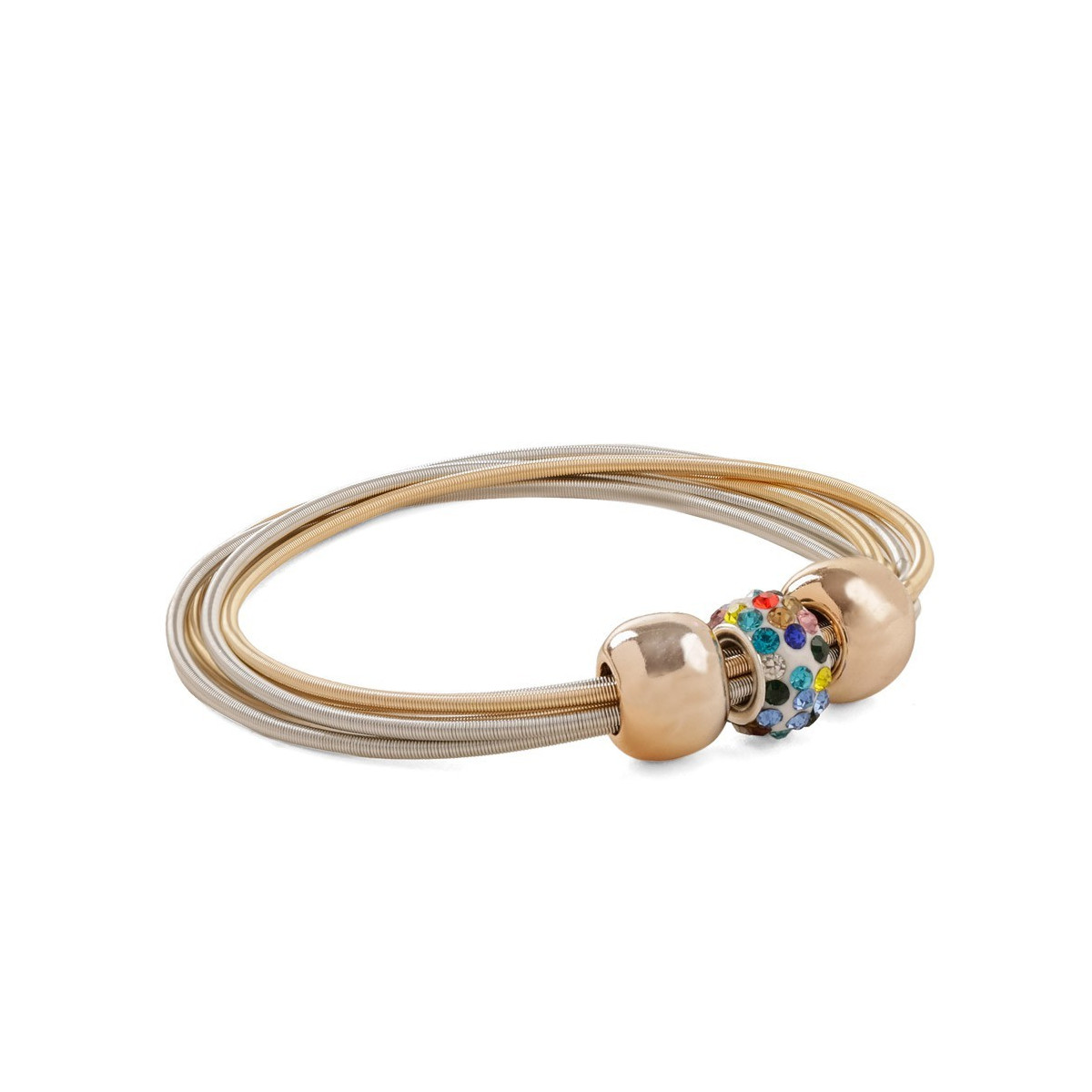 Bracelet élastique pour femme avec des perles dorées et brillantes Élégance et confort en un seul accessoire
