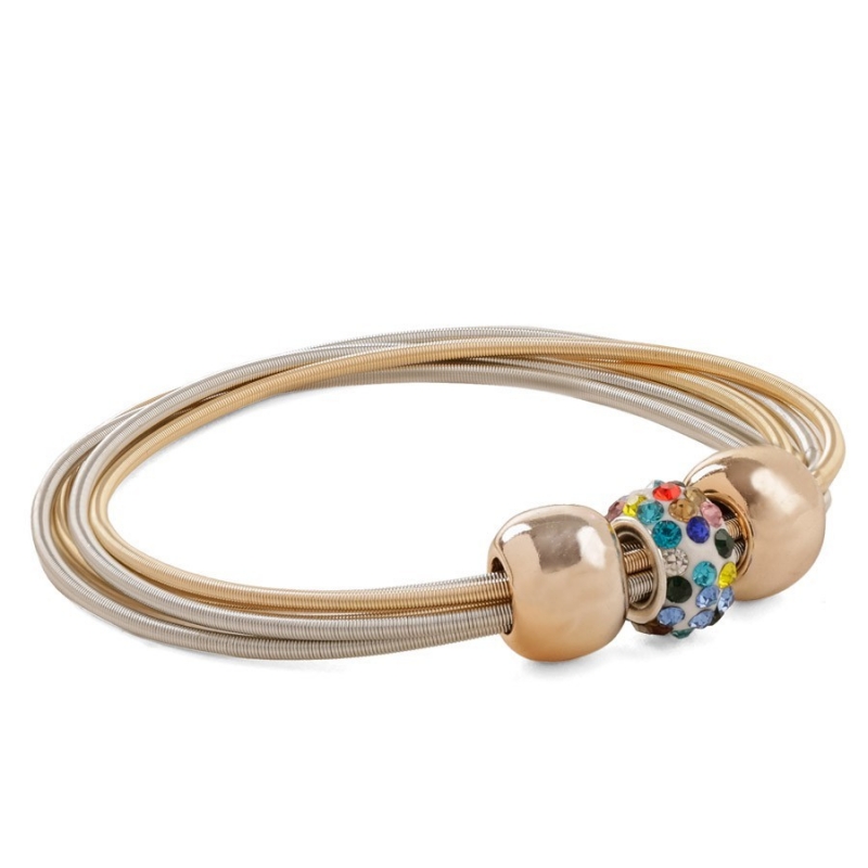 Bracelet élastique pour femme avec des perles dorées et brillantes Élégance et confort en un seul accessoire