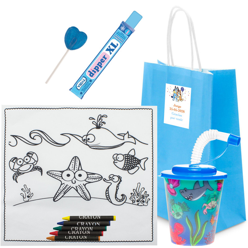 Bluey et bingo ensemble enfant marin avec des bonbons