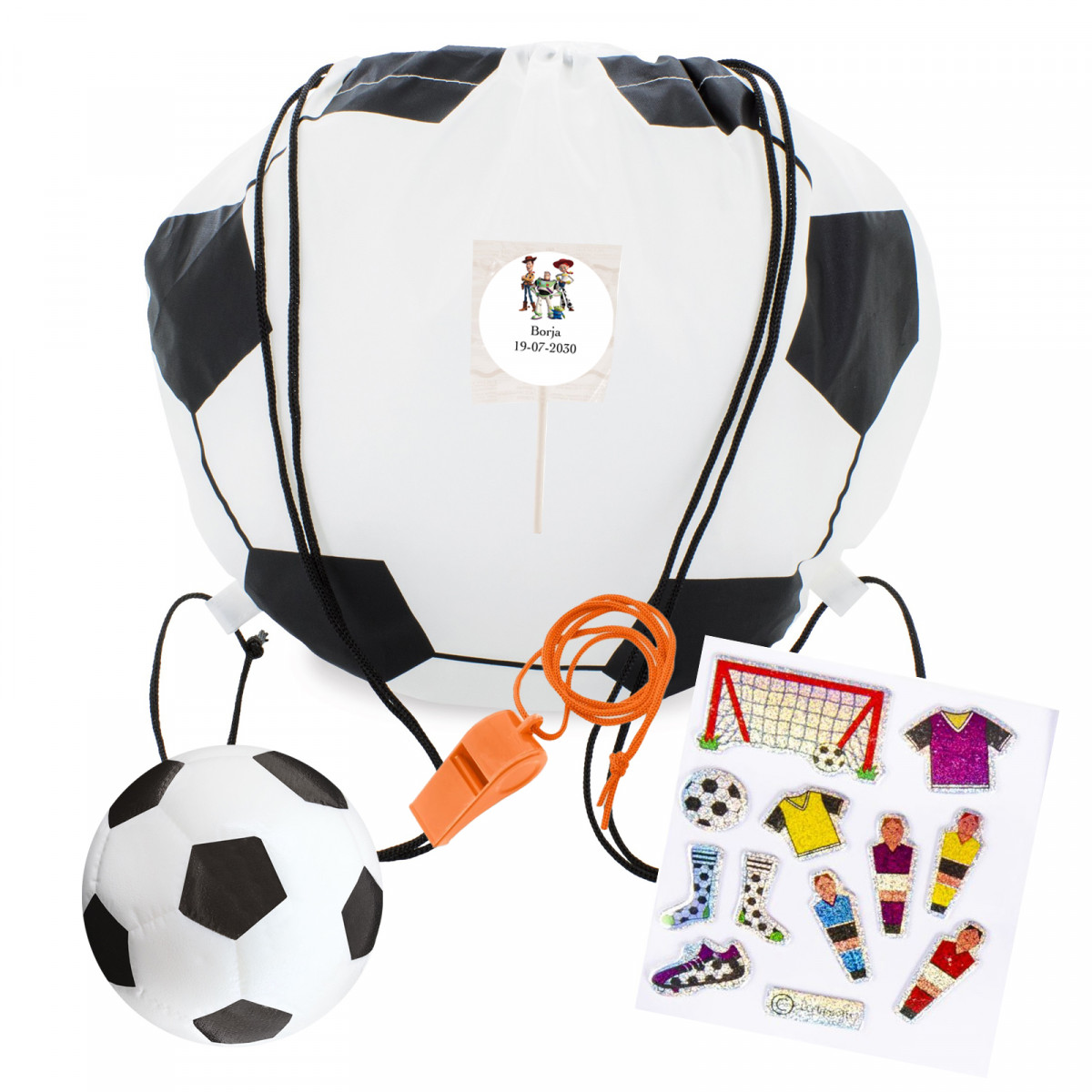 Mochila de football toy story avec accessoires autocollants et bonbon