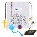 Mochila stitch à colorier avec des jouets et des friandises.