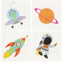 Mochila stitch à colorier avec des jouets et des friandises.