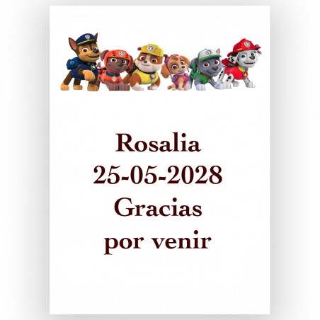 Détail enfant personnalisé de la patrulla canina pour les événements