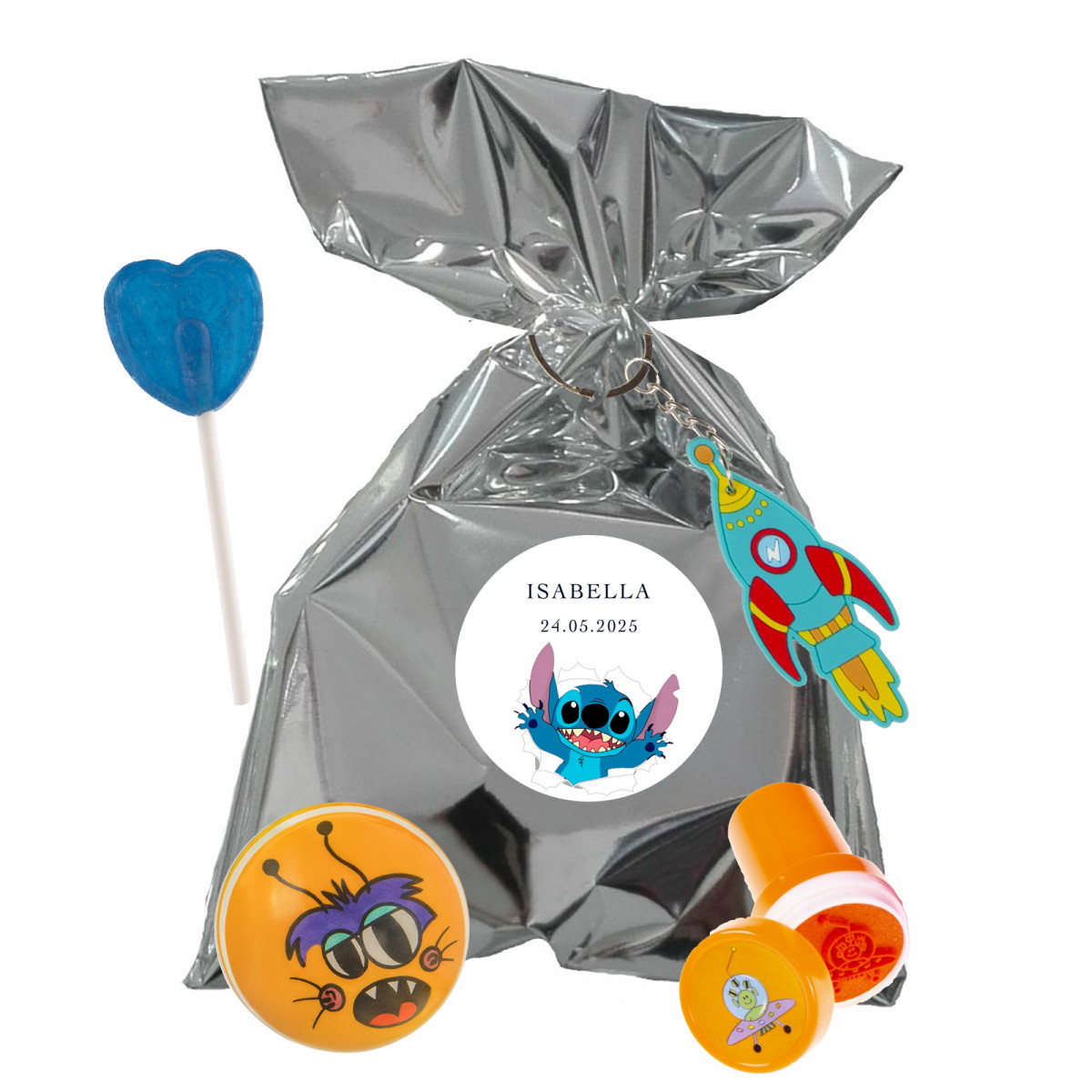Détails amusants de Stitch pour des piñatas avec des sucettes