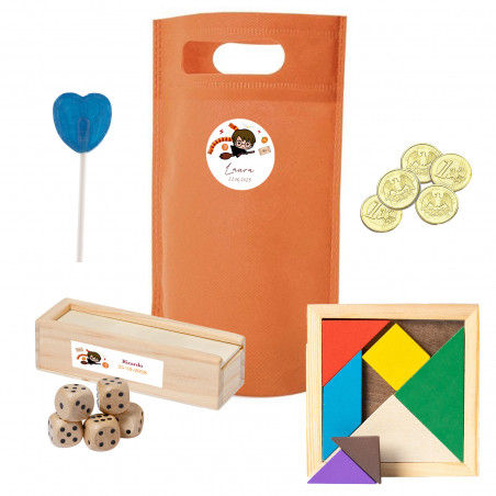 Sac Harry Potter avec des jeux en bois et des friandises