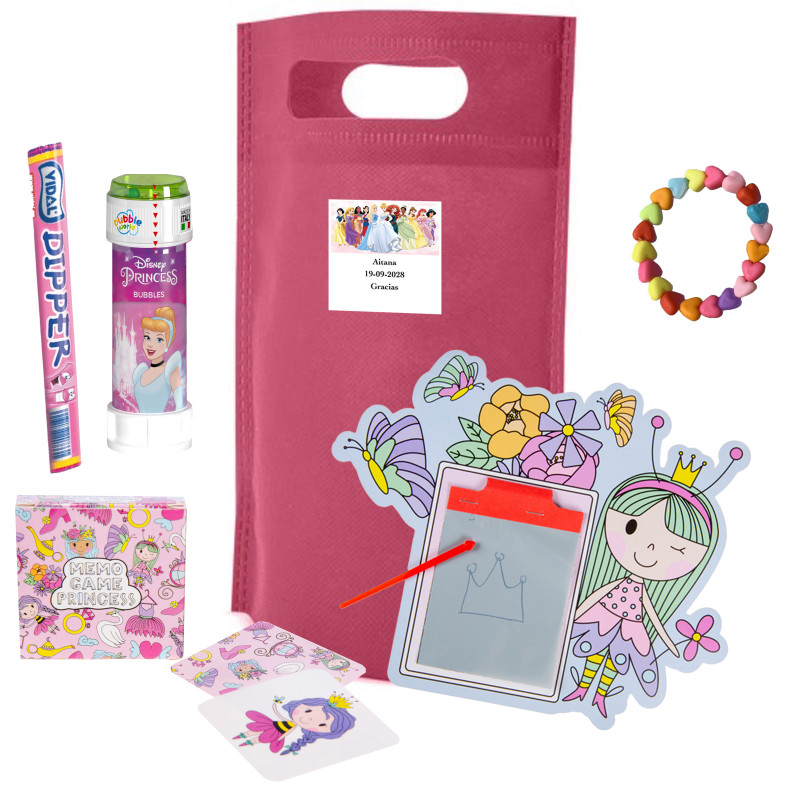 Pack de princesses avec tableau magique, bulles et bonbons
