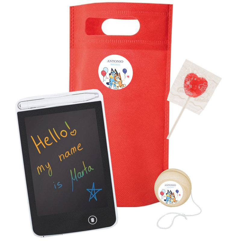 Pack enfant Bluey et Bingo avec tableau numérique et yo-yo en bois