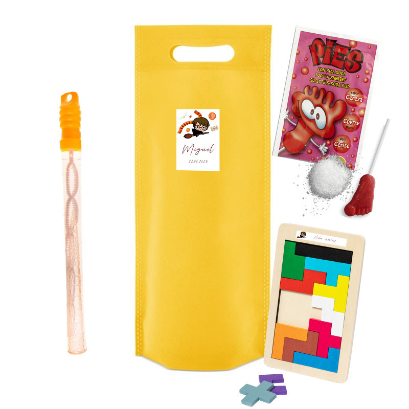 Harry Potter sac avec puzzle tetris, baguette à bulles et friandise