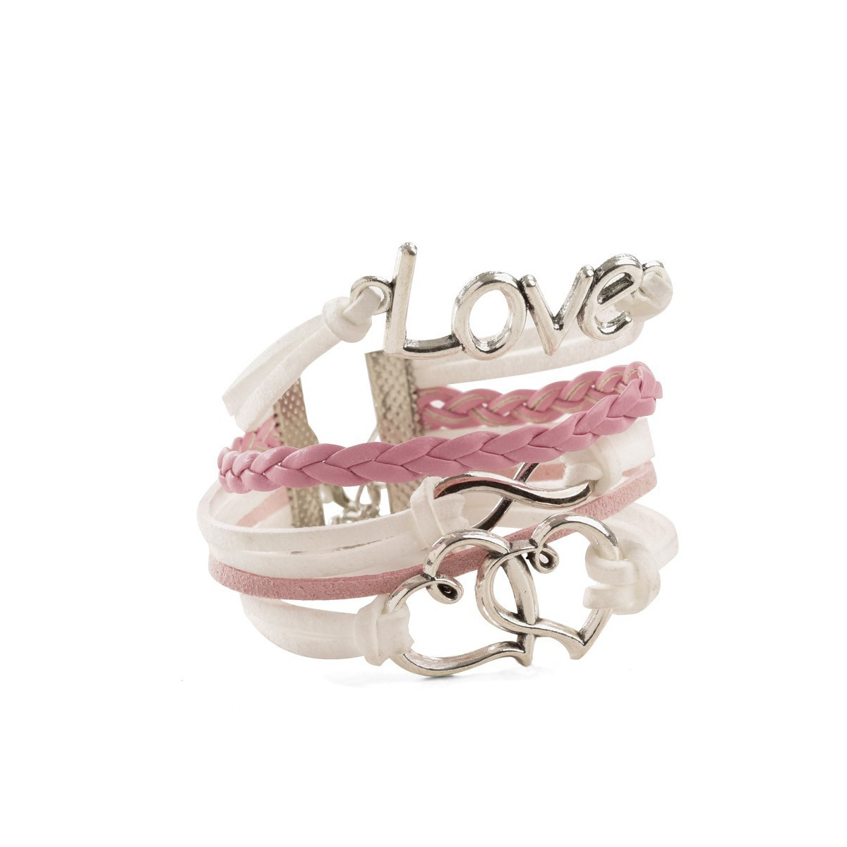 Multi bracelets Love en tons rose et blanc Un détail romantique et élégant