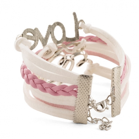 Multi bracelets Love en tons rose et blanc Un détail romantique et élégant