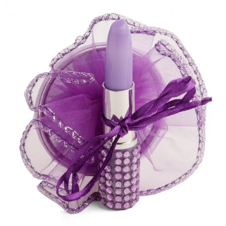 Détails de mariage miroir avec phrase et stylo rouge à lèvres dans un sac en organza