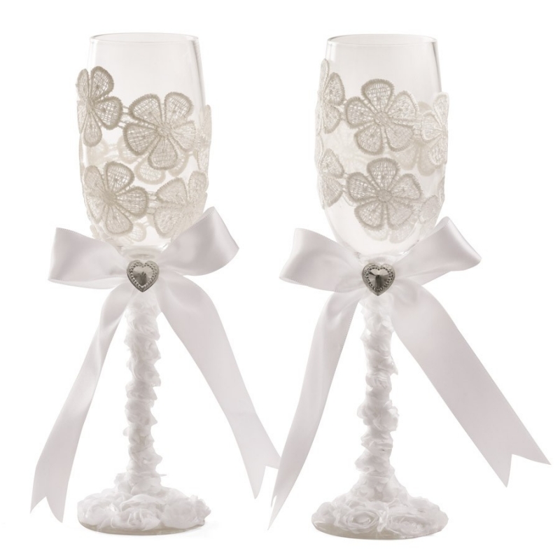 Verres de mariage décorés