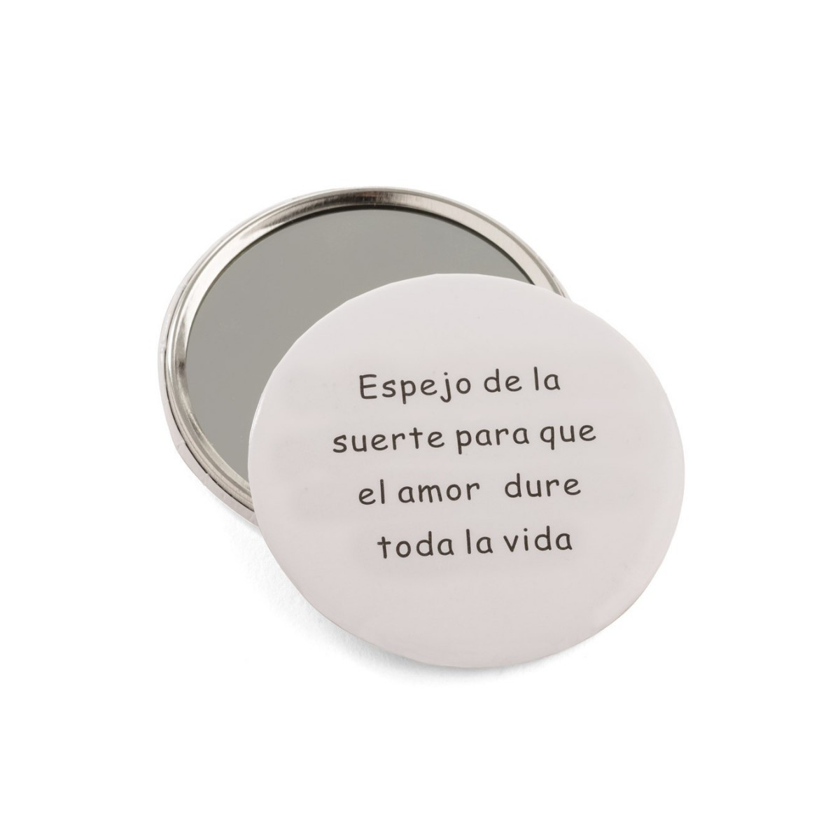 Miroir de poche blanc avec phrase