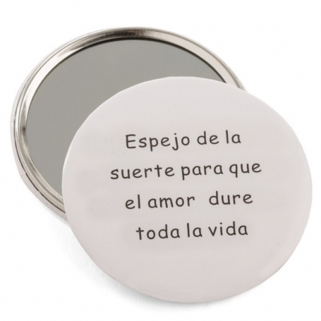 Miroir de poche blanc avec phrase