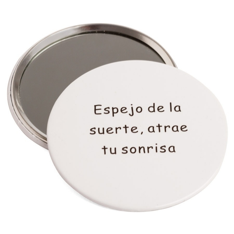 Miroir de sac à main blanc avec phrase