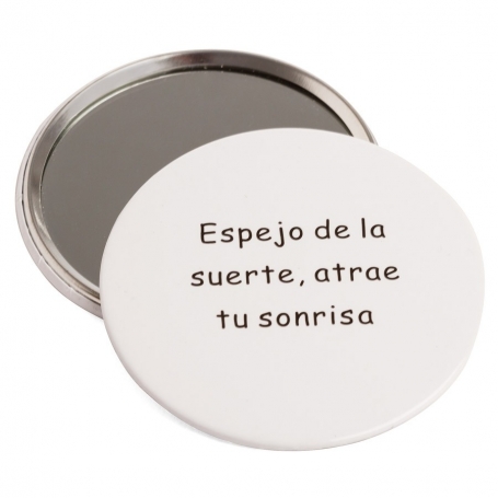 Miroir de sac à main blanc avec phrase