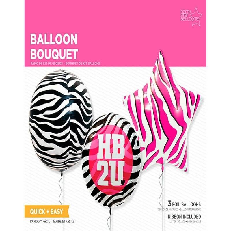Bouquet de Ballons Métalliques Zebra Décoration Originale pour Anniversaire
