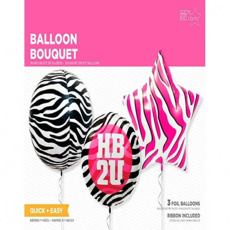 Bouquet de Ballons Métalliques Zebra Décoration Originale pour Anniversaire
