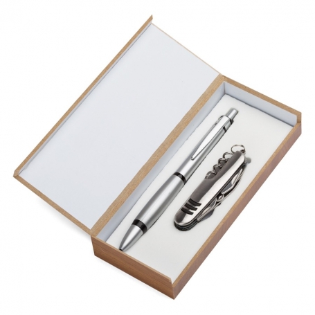 Ensemble stylo et couteau dans un coffret
