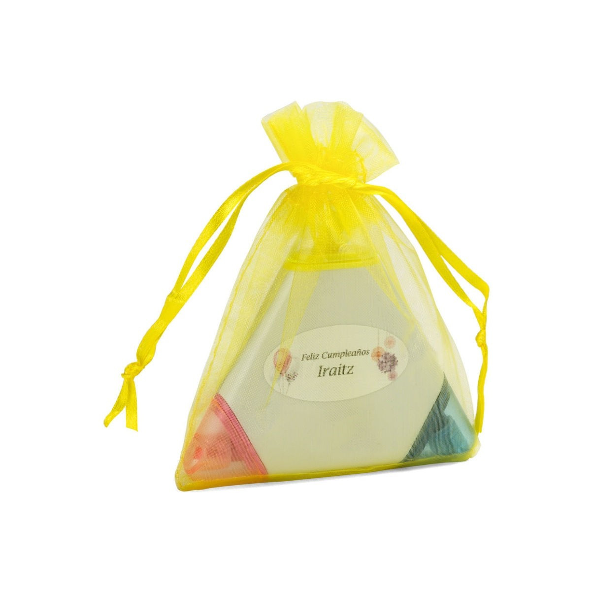Marqueur tricolore personnalisé avec autocollant dans un sac en organza
