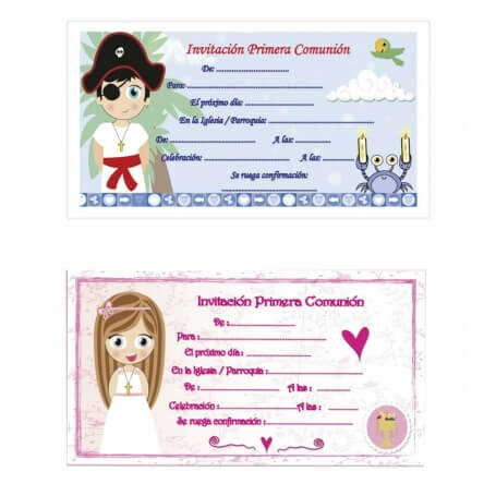 Pack de 10 invitations de communions à personnaliser