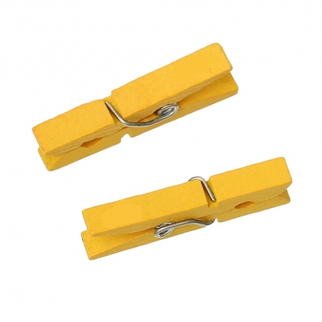 Mini Pince à Linge Jaune En Bois