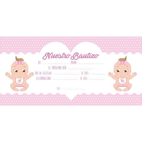 Invitations de baptême pour jumelles