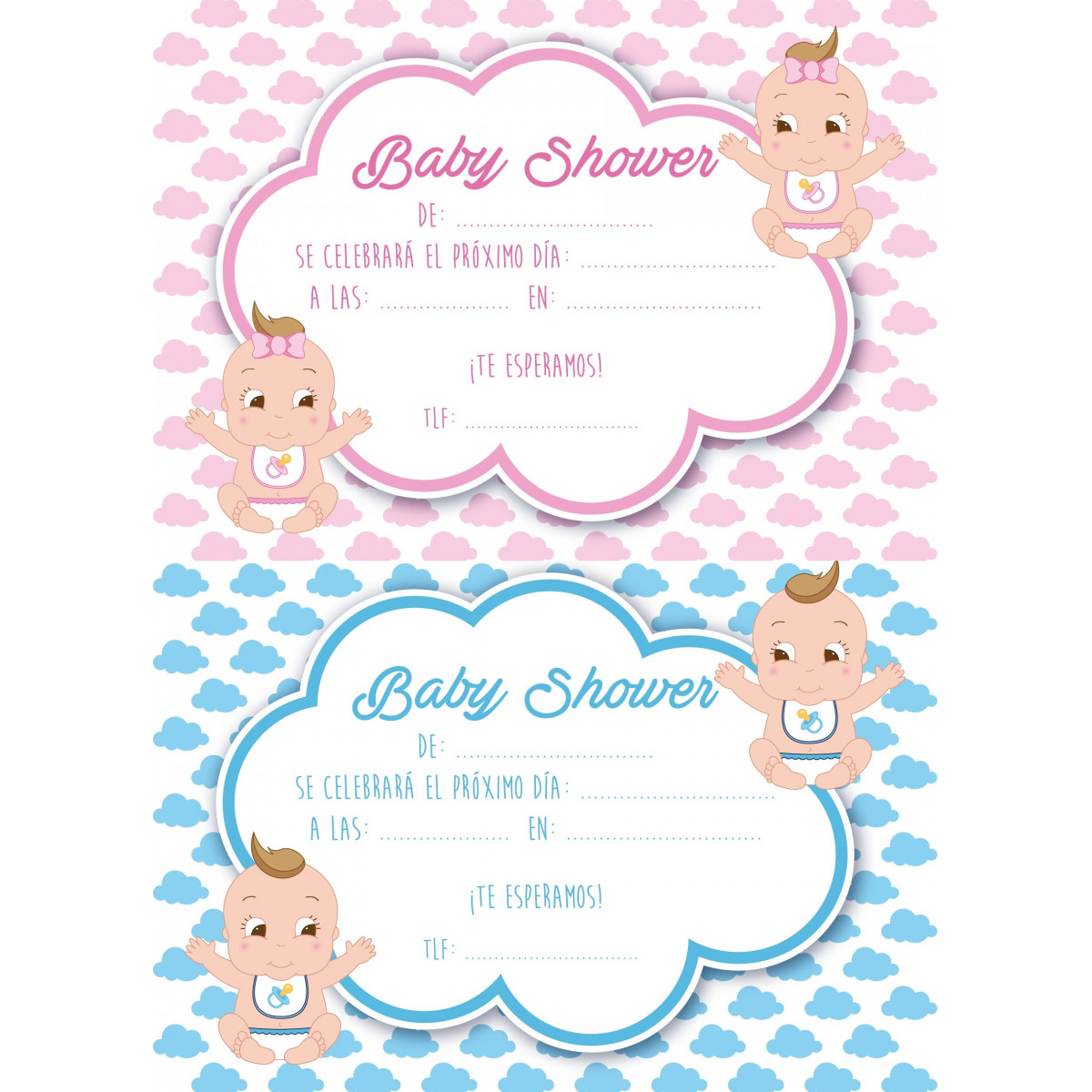 Invitations de baby shower jumeaux