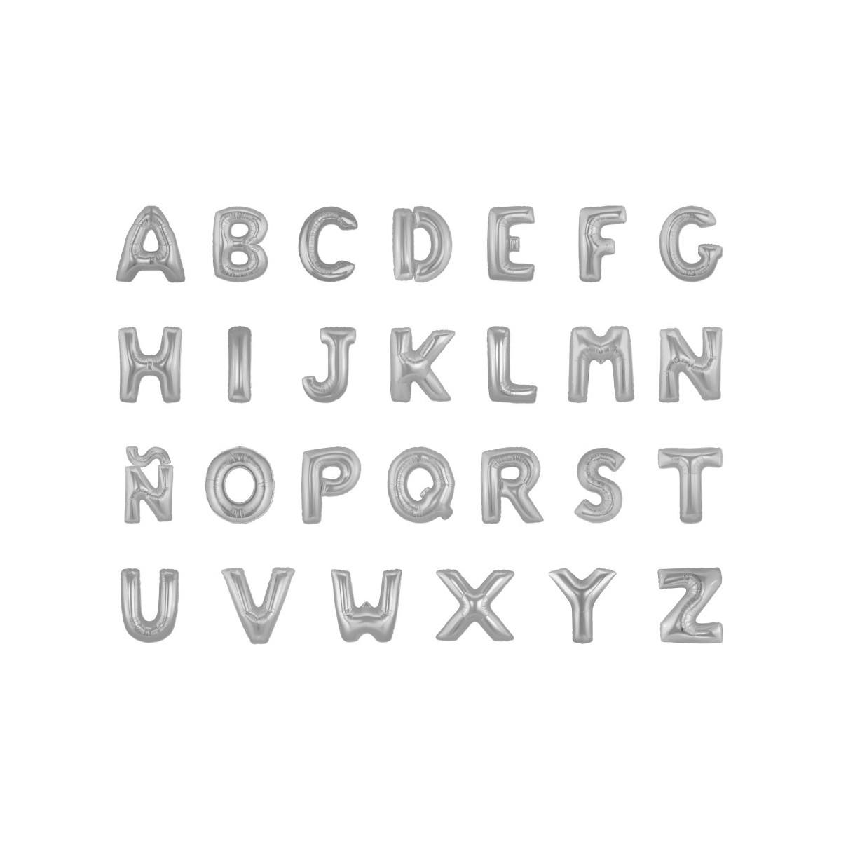Lettres en ballons argentés