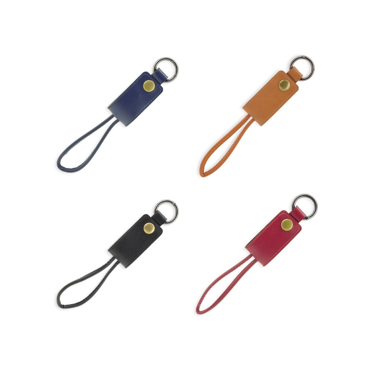 Porte-clés en simili cuir avec câble connecteur