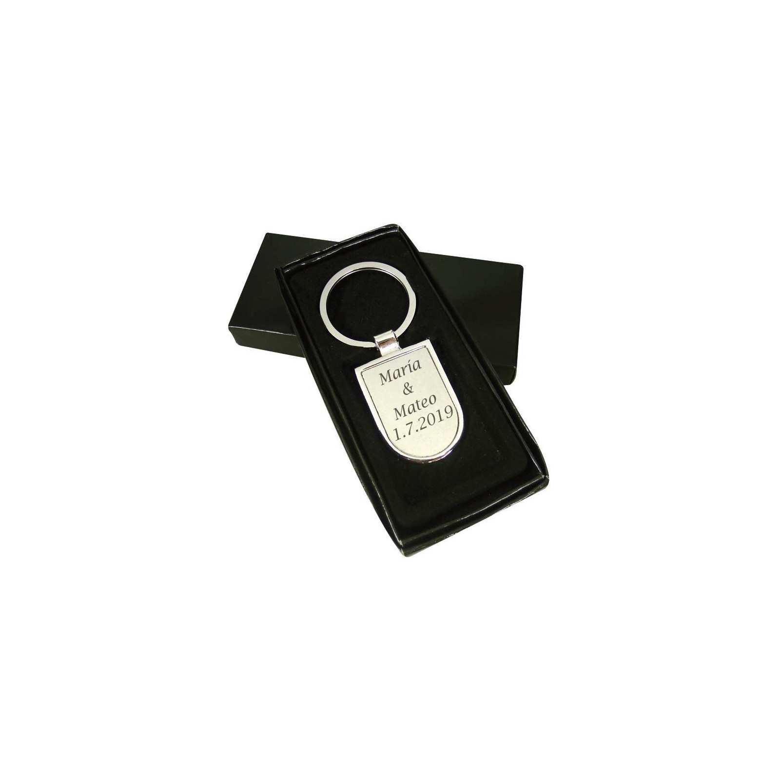 Porte-clés en argent personnalisé pour invités avec gravure au laser