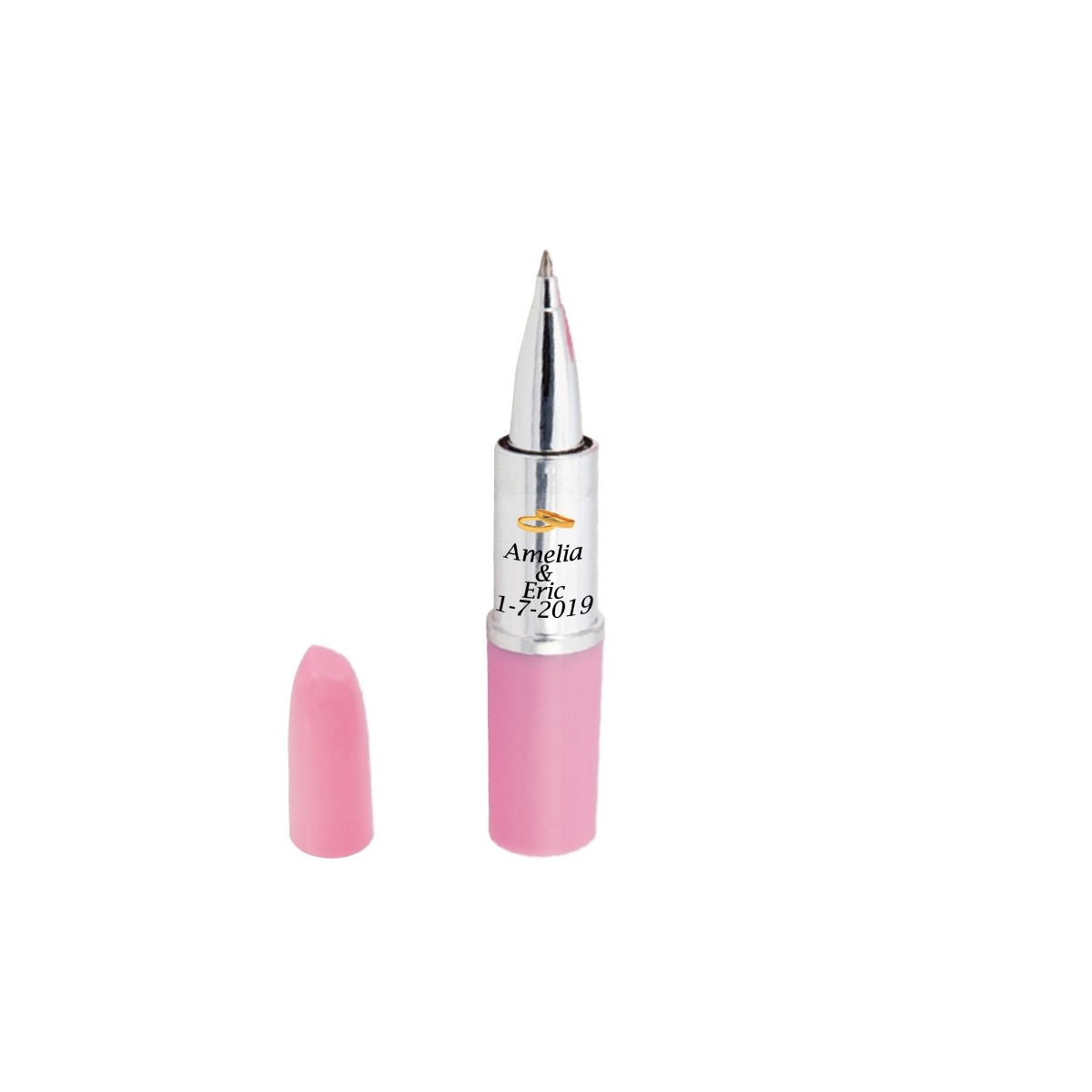 Stylo rouge à lèvres rose personnalisé pour les détails de mariage