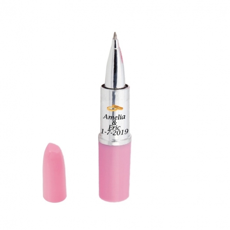 Stylo rouge à lèvres rose personnalisé pour les détails de mariage