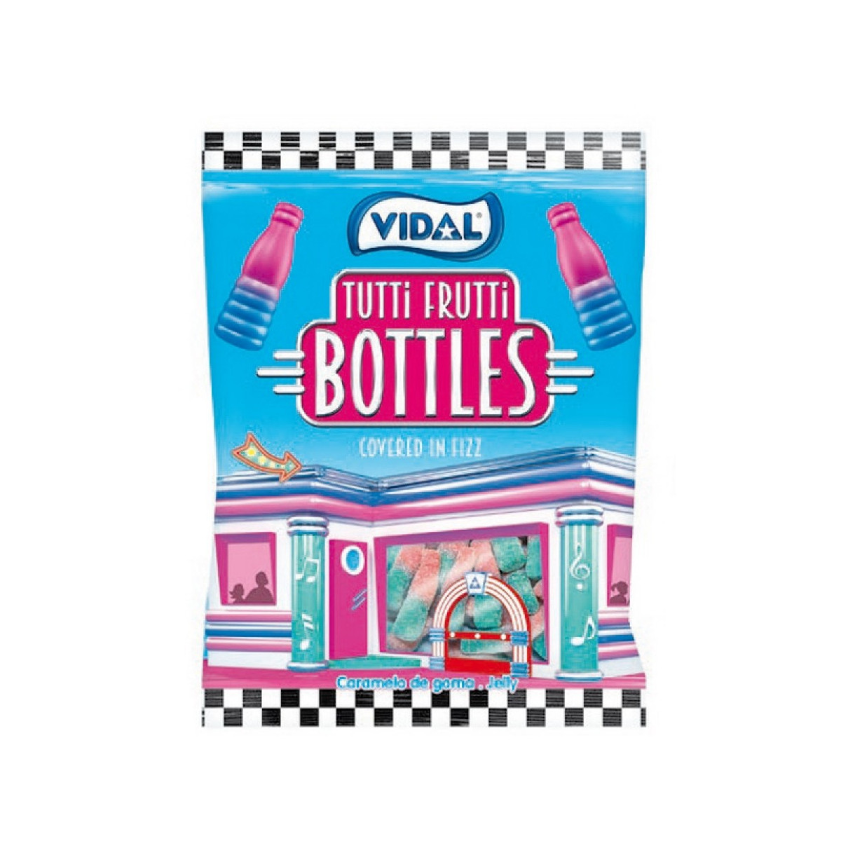 Bouteilles de bonbons au goût de tutti frutti