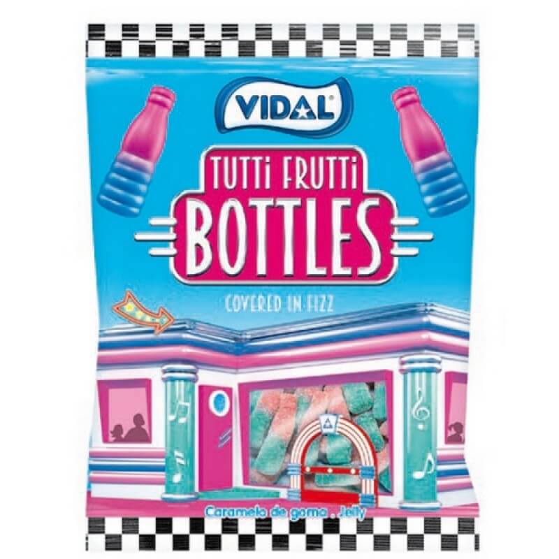 Bouteilles de bonbons au goût de tutti frutti