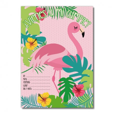 Carte D’invitations D'anniversaire Flamant Rose