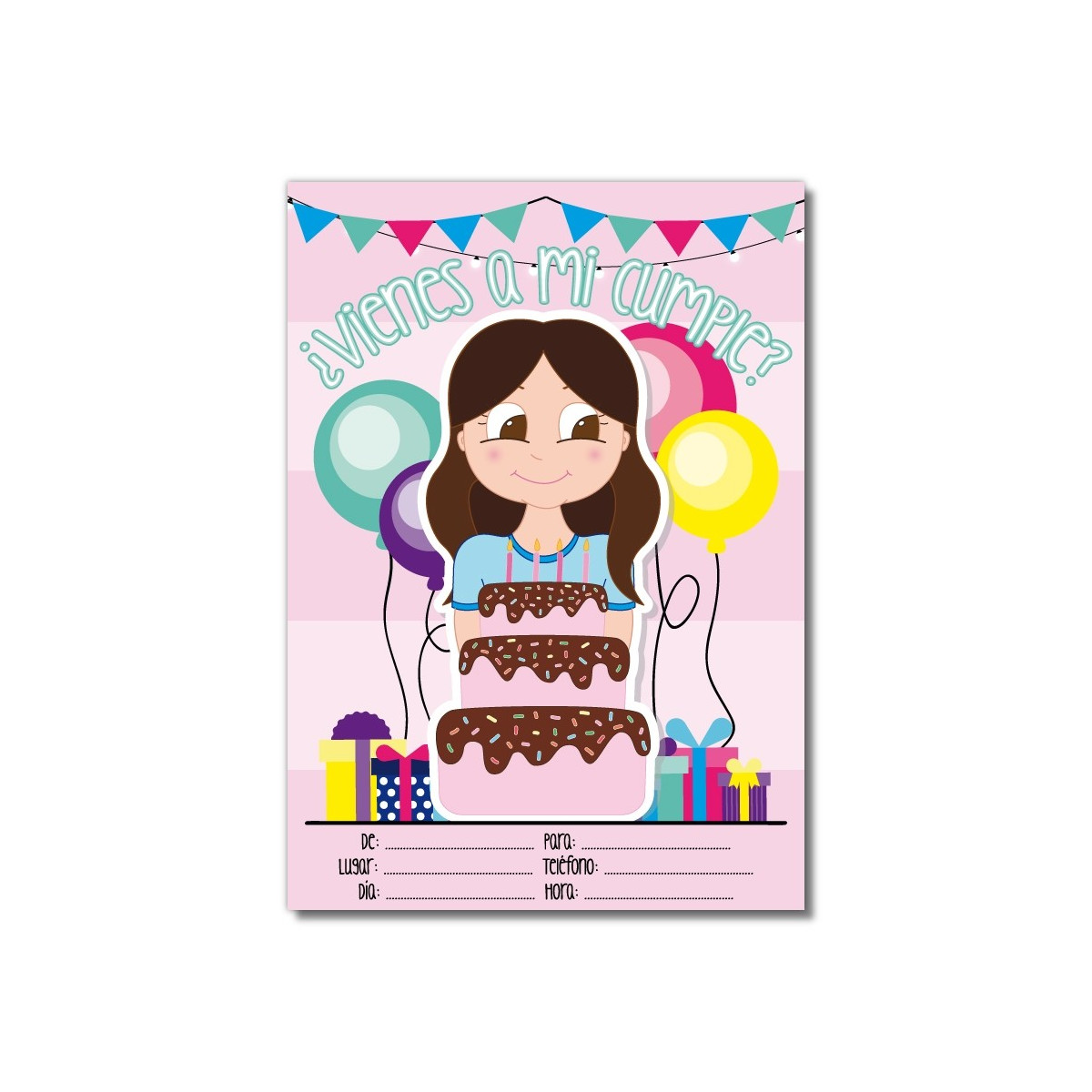 Carte d’invitation pour anniversaire jeune fille